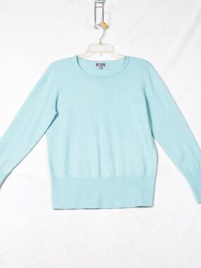 JM Collection Women's Size Small Blue Button-Cuff Pullover Sweater